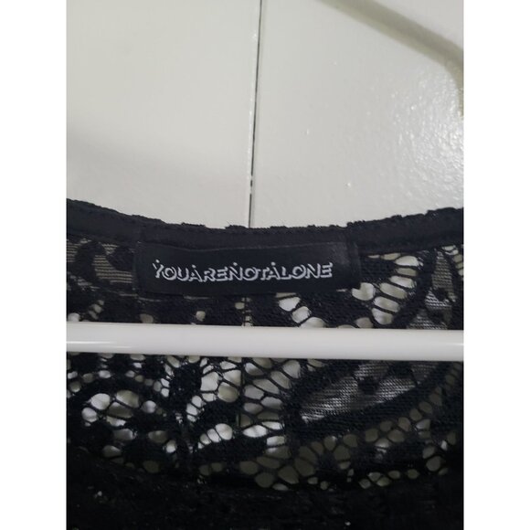 VTG Women's LG Whimsigoth Full Lace Long Sleeve Top Blouse See through y2k black - Picture 7 of 10